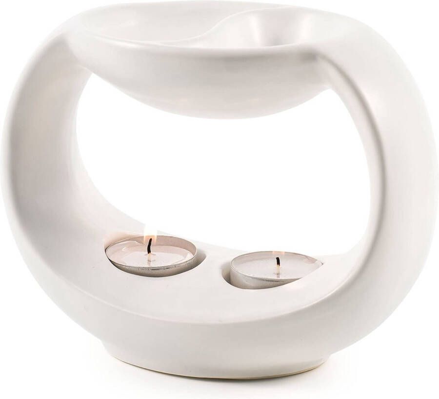 Geurlamp Yin & Yang in wit H 14 cm geschikt voor 2 verschillende geuroliën