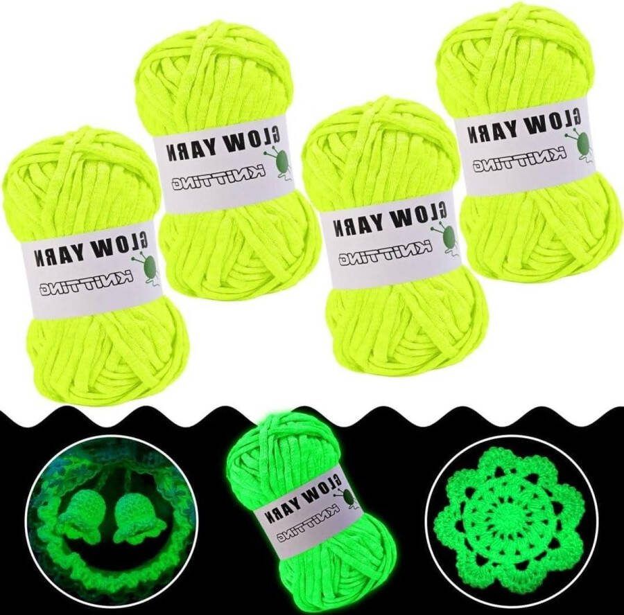 Gevlochten glow-in-the-dark garen meerdere kleuren 4 mm