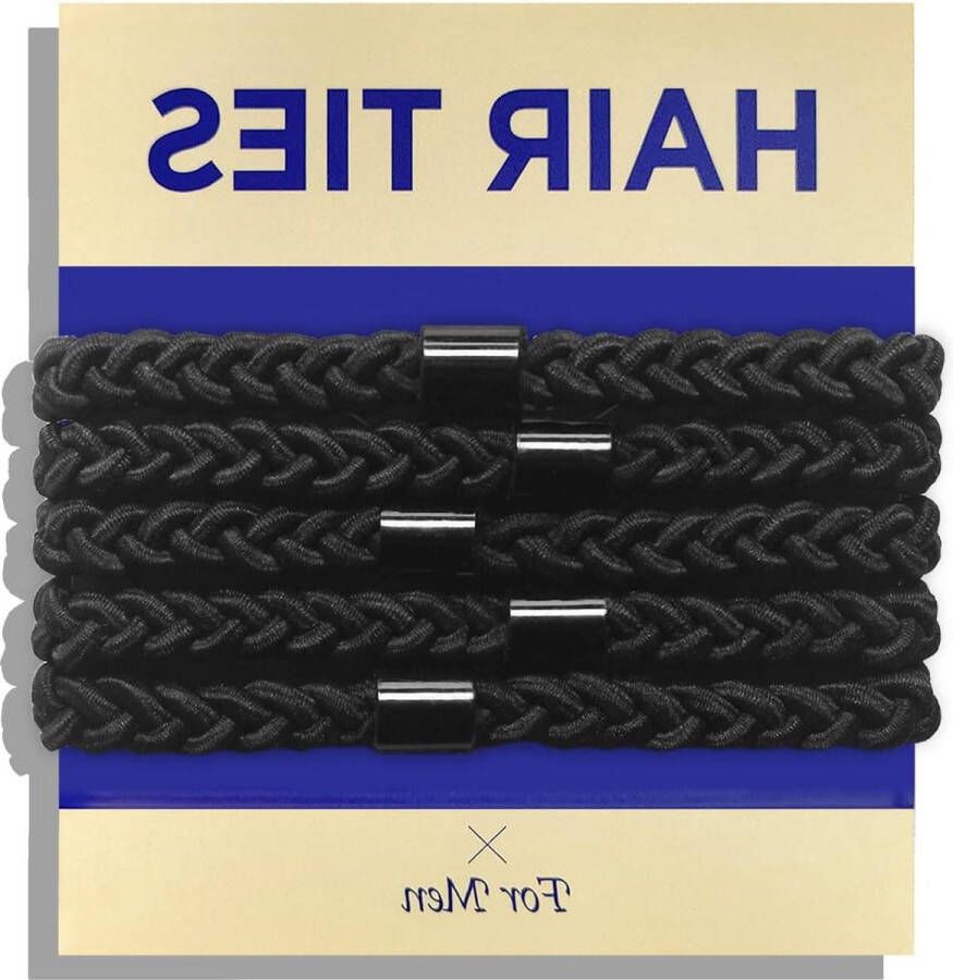 Gevlochten haarbanden voor mannen heren haaraccessoires voor broodjes krullend dik haar zwart 5 stuks