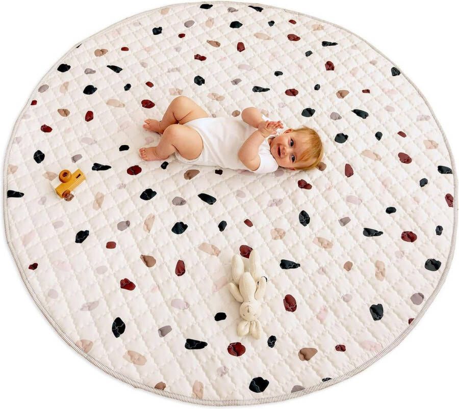 Gewatteerde babyspeelmat van 150 cm Dikke speelmat van 15 cm in confetti motief Antislip speelmat voor plezier en spelen play mat baby