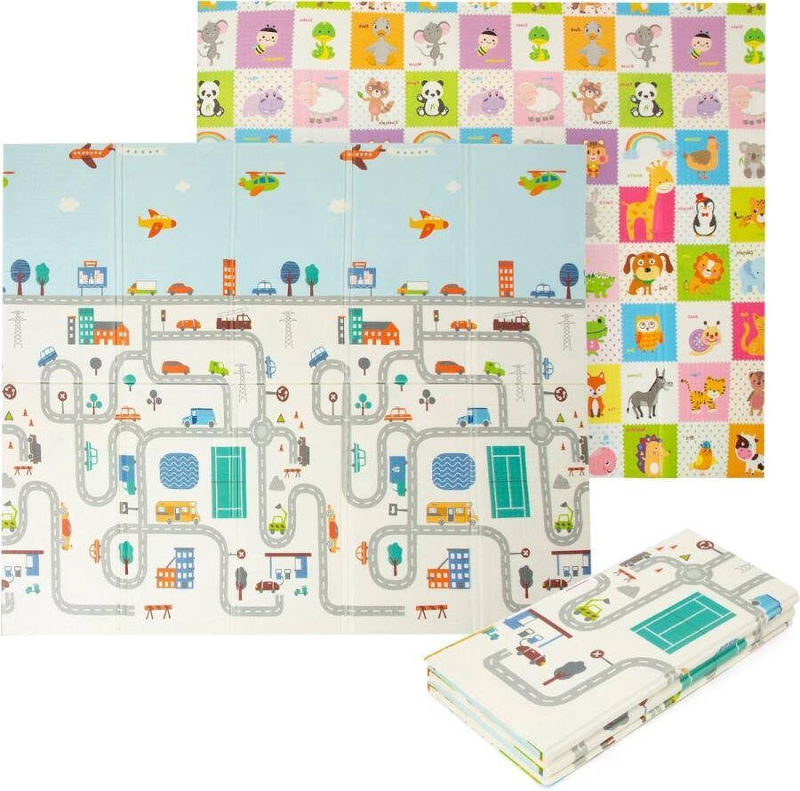 Gewatteerde EVA-rubberen babymat met bodem 18 x 2 m baby's speeldeken incl. draagtas