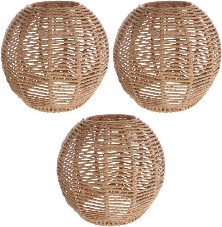 Geweven Lampenkap Angoily Retro Rotan Hanglamp Afdekking Vintage Kroonluchter Eetkamer Woonkamer 14 x 15 cm
