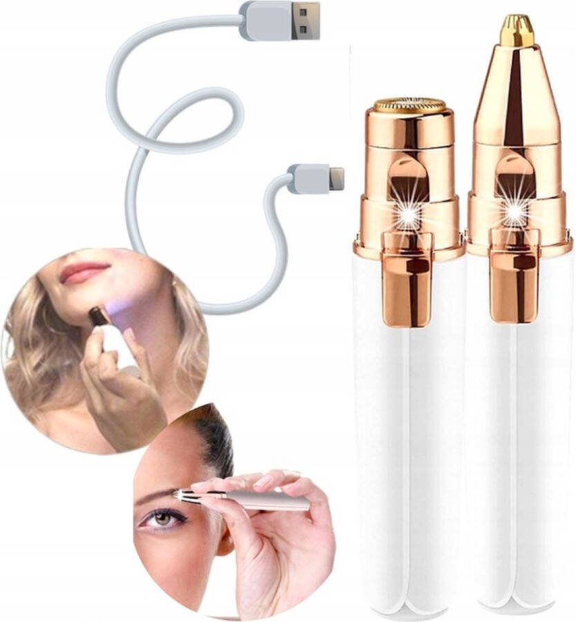 Gezicht en wenkbrauw ontharings kit Wenkbrauw Epilator Gezicht Epilator Epileerapparaat Epilator gezicht Epileer Epileren Wenkbrauwtrimmer Precisietrimmer- Wenkbrauw Trimmer Met LED verlichting