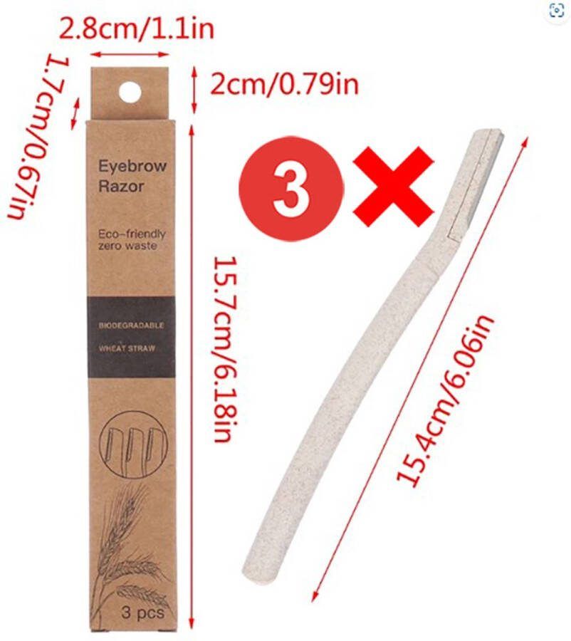 Gezicht & Wenkbrauw Scheermesjes Eyebrow razor Scheermes gezichtshaar Wenkbrauw trimmer Epileren Mesje metaal Gezichtsontharing Biologisch afbreekbaar 3 Stuks Cream Kleur