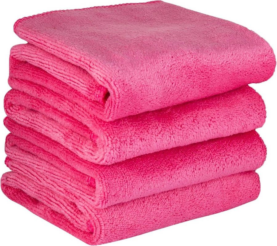 Gezichtsreinigingsdoekjes make-up remover doek make-up doekjes 4 stuks 30cm x 30 cm roze
