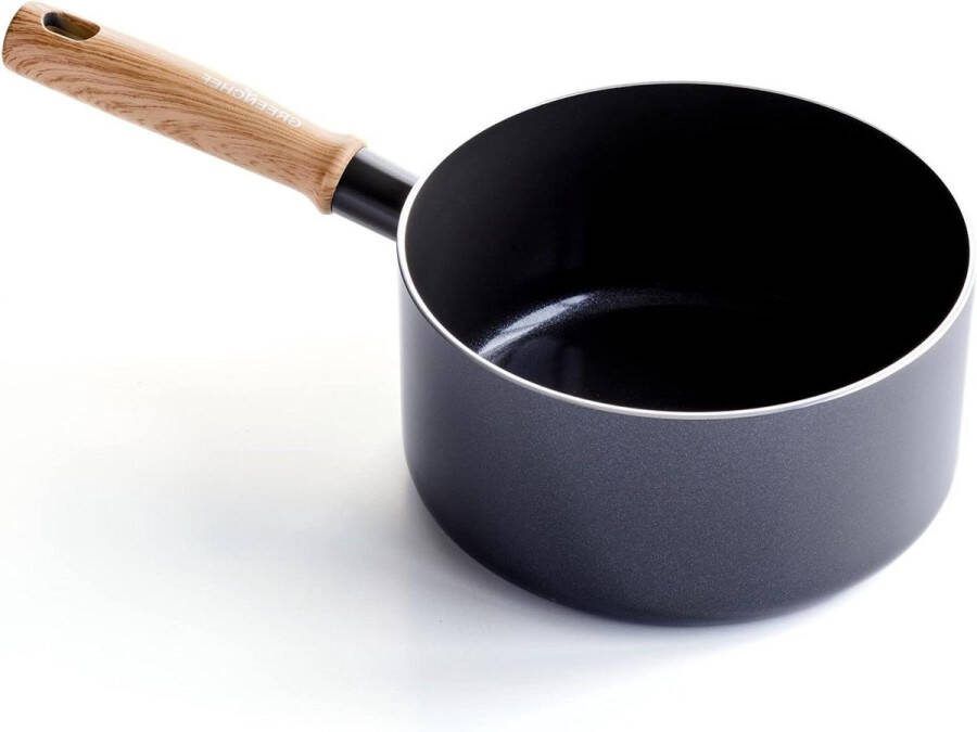 Gezonde Keramisch Antiaanbaklaag 20cm 31 liter steelpan Wood Inspired Handle PFAS-Free Induction Suitable Dishwasher Safe Grey Vintage Cookingware