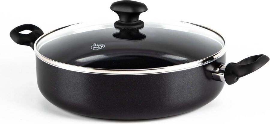 Gezonde Keramische Anti-aanbak Sauteerpan 28 cm 43 liter Met Deksel en 2 Zijgrepen PFAS-Vrij Geschikt voor Inductie Ovenbestendig tot 160˚C Zwart