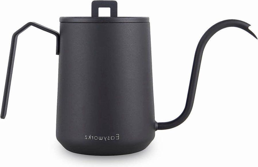 Giet Over Koffieketel 600ml Roestvrij Staal Hand Druppel Koffiepot Lange Smalle Uitloop Mat Zwart Voor Koffiezetten Met Precisie