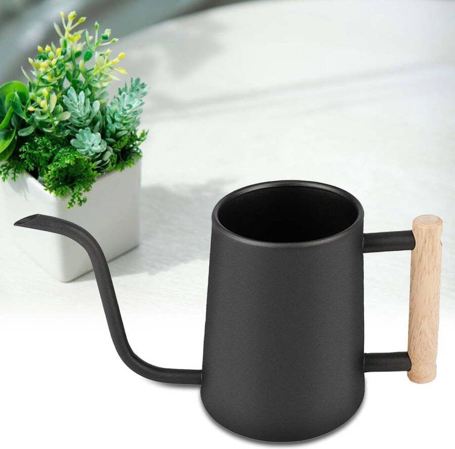 Gieter 1 liter indoor gieter zwart roestvrij staal gieter kleine lange uitloop gieter voor buitenplanten vetplanten tuingieter