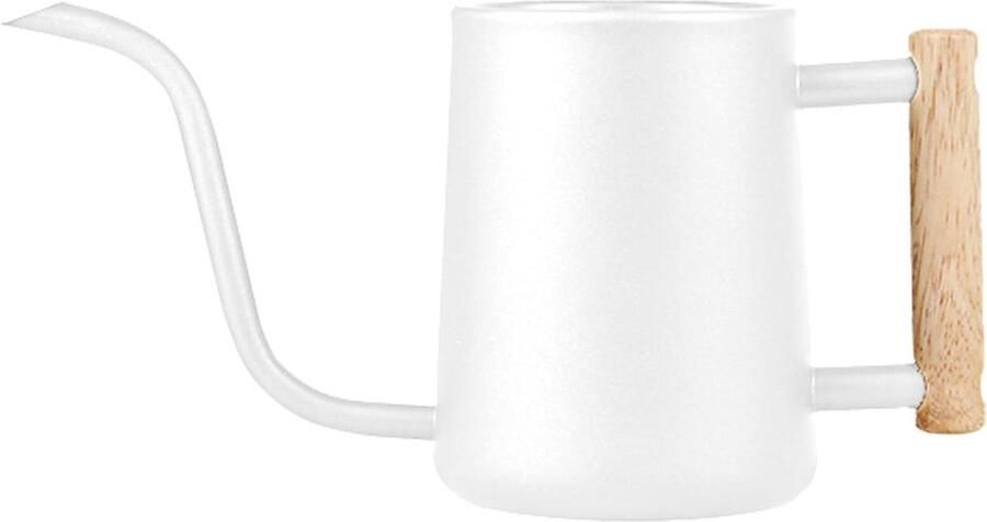 Gieter 1 liter met lange schenktuit en houten handvat voor kamerplanten en binnen tuinpotten metaal