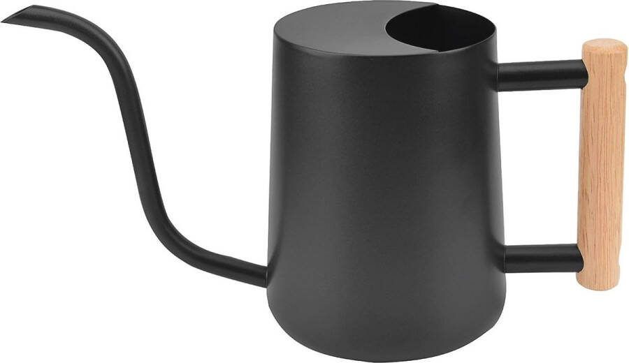 Gieter voor kamerplanten 1 liter zwarte kleine gieter met lange uitloop metaal roestvrij staal gieter moderne gieter houten handvat potplanten gieter voor huis vetplanten tuin