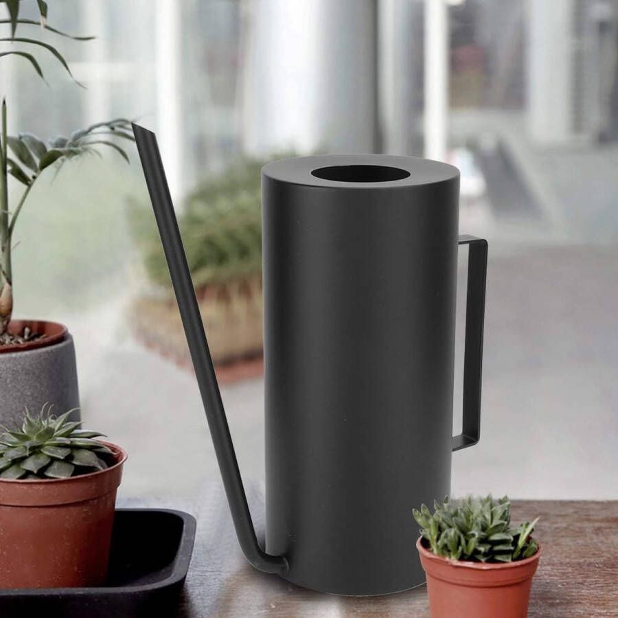 Gieter zwart 1 5 l roestvrij staal gieter voor kamerplanten vetplanten tuingieter vintage metaal bloemengieter voor binnen en buiten kleine gieter met comfortabele handgreep lange uitloop