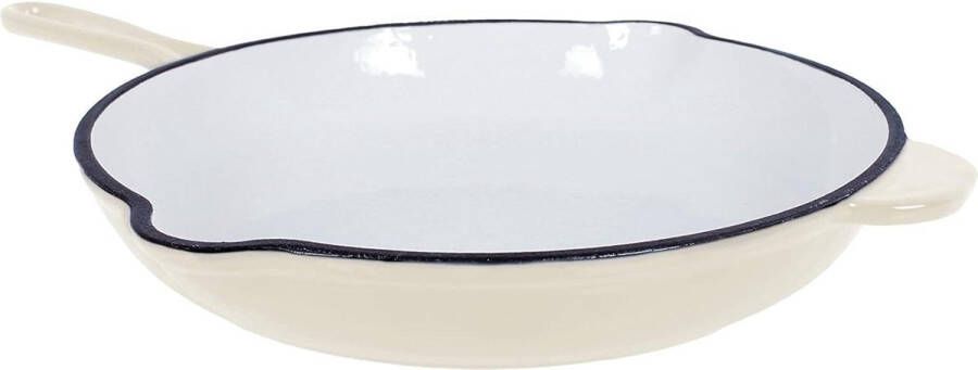 Gietijzeren braadpan met emaille coating ovenpan met handgrepen en schenktuit geschikt voor oven grill BBQ inductie Ø 265 cm crème