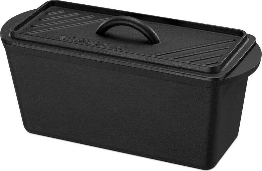 Gietijzeren broodbakvorm met deksel 34 x 13 x 13 cm Rechthoekige bakvorm voor brood in zwart ovenbestendig tot 260 graden