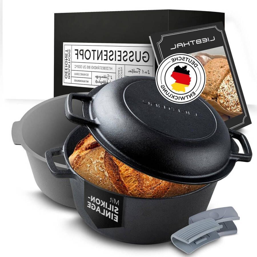 Gietijzeren broodbakvorm met siliconen anti-aanbaklaag 46 l ingebrand braden en stoven