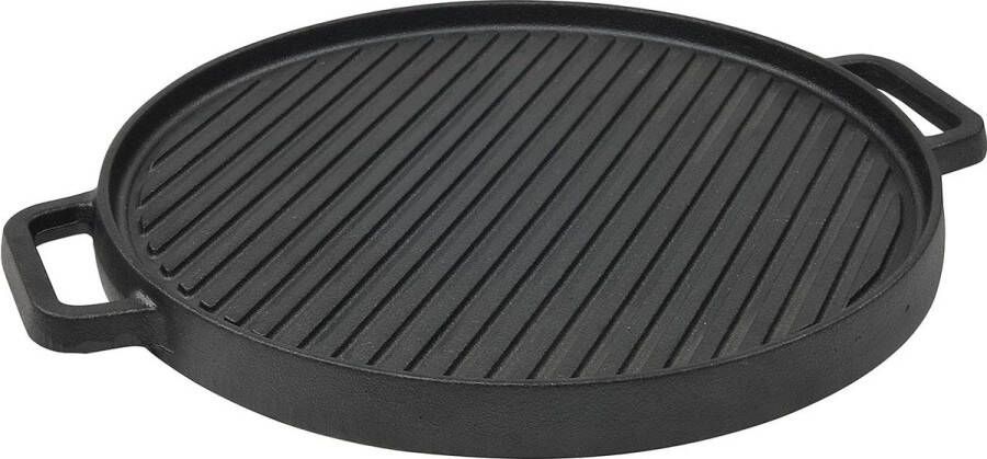 Gietijzeren grillplaat 30 cm gietijzeren pan met handvat rond grillpan braadpan plaat inductie serveerpan
