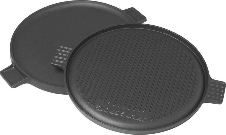 Gietijzeren Grillplaat met Vlakke en Geribbelde Grillzijde Universeel Ø 35 cm Houtskoolgrill Accessoires