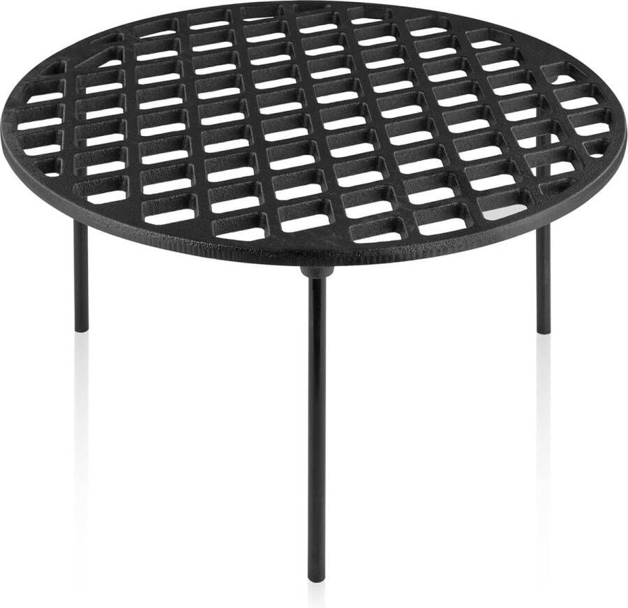 Gietijzeren grillrooster 35 cm met 3 poten rond Dutch Oven onderzetter grillaccessoires driepoot grillrooster gietijzeren rooster pannenstandaard roosterrooster vuurrooster grillplaat gietijzeren rooster