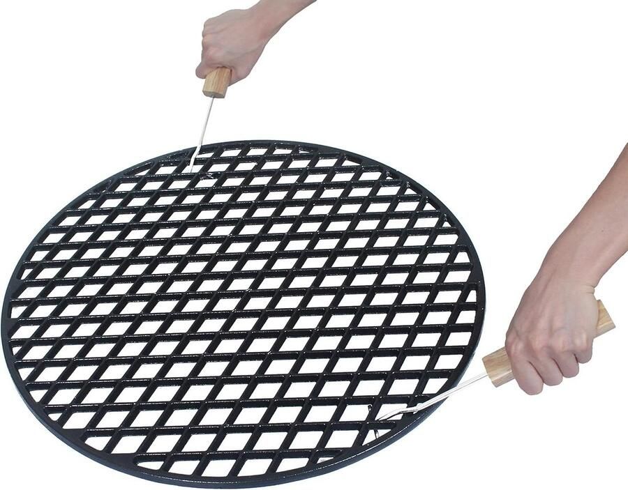Gietijzeren grillrooster Ø 44.5cm geëmailleerd massief inclusief 2 handgrepen voor Weber 45-46cm