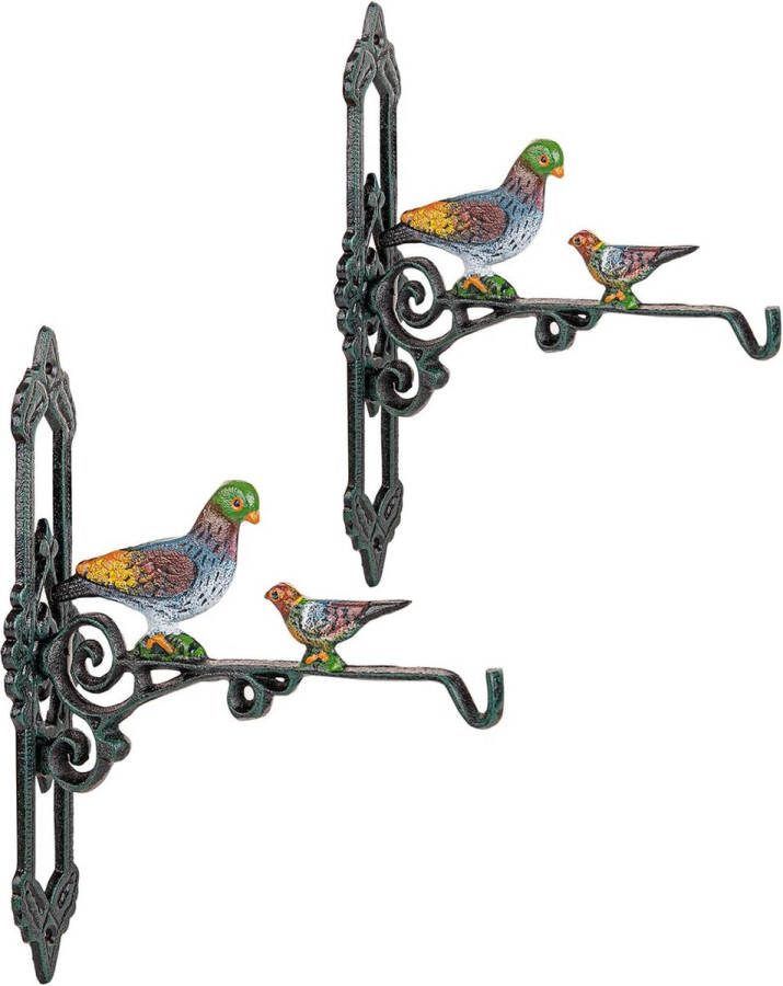 Gietijzeren hangende plantenbeugel 2 stuks zware hangende mandbeugels 25 cm diepe plantenhangers voor buitenmuur decoratieve tuinhaken voor bloemenmand vogelvoeder windgong