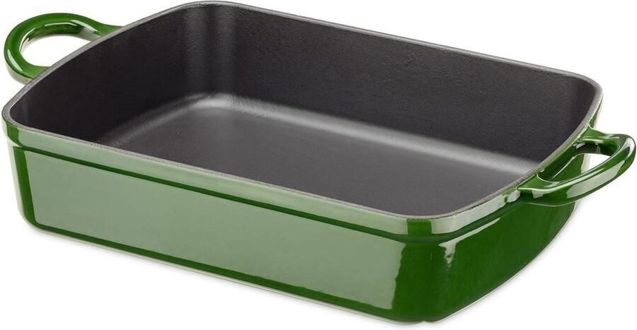 Gietijzeren Ovenschaal Donkergroen 30 x 22 cm Ovenvorm Ovenschotel Lasagna Gratin Cake
