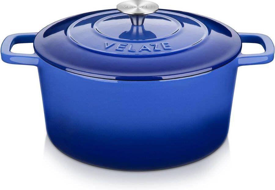 Gietijzeren pan 5 l blauw gietijzeren braadpan met deksel Ø 25 cm hoogwaardige emaille pan stoofpan gietijzer broodbakvorm met deksel braadpan geschikt voor alle warmtebronnen