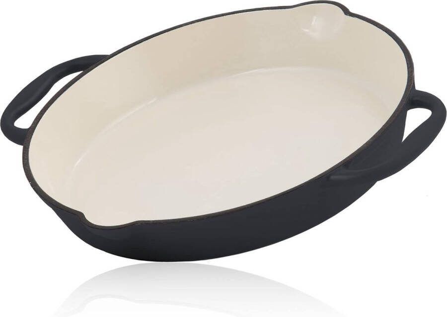 Gietijzeren pan geëmailleerd 29 cm Blue Berry gietijzeren braadpan met twee handgrepen en twee schenktuiten braadpan gietijzer steakpan pan gietijzer geëmailleerd gietijzeren pan