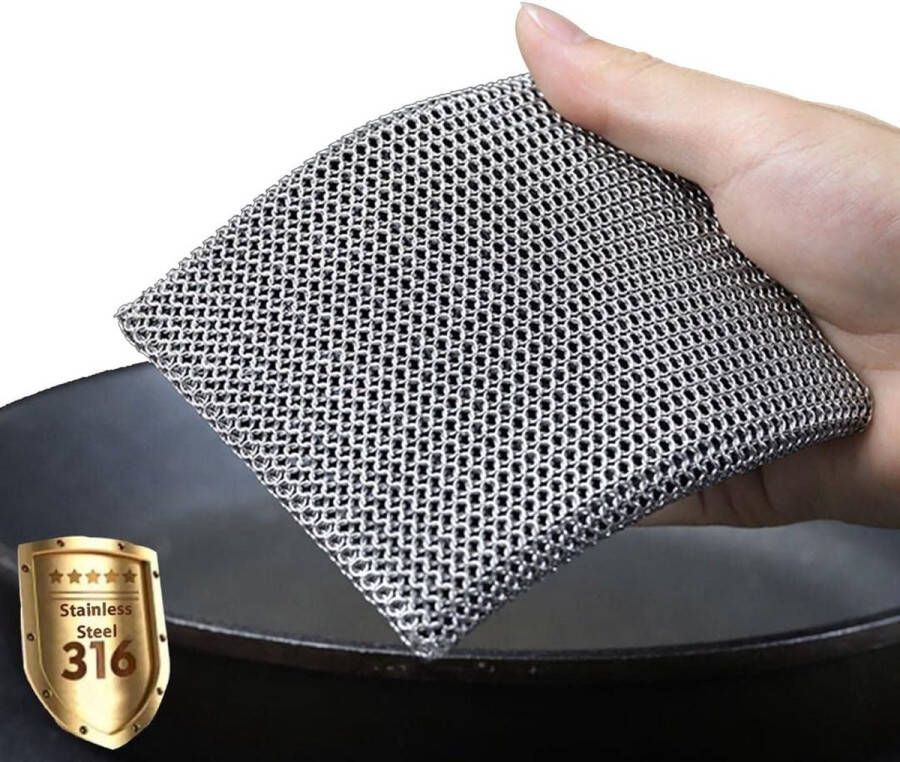 Gietijzeren reinigingsketting fijne ring 316 roestvrij staal schuursponsje ingebouwde siliconen met gelaste ringen voor gietijzeren pot BBQ-servies