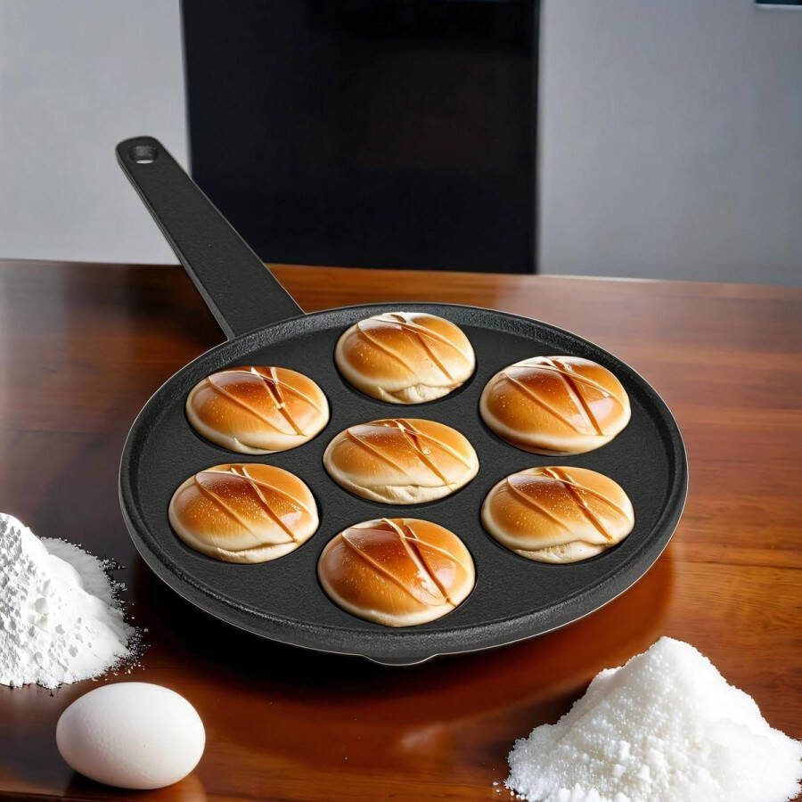 Gietijzeren Takoyaki pan mini pannenkoekenmaker diameter 55 cm inductie 7 wells pannenkoeken slakkenpan poffertjesmaker