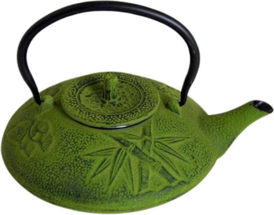 Gietijzeren theepot met filter van roestvrij staal Groen 11 liter 24 x 19 5 x 18 cm