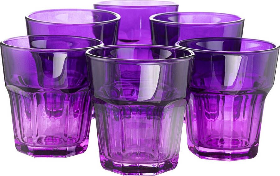 Gigi Mysterious Twilight Kleurrijke glazen set van 6 drinkglazen 230 ml voor cocktailglazen waterglas kleurrijke glazen