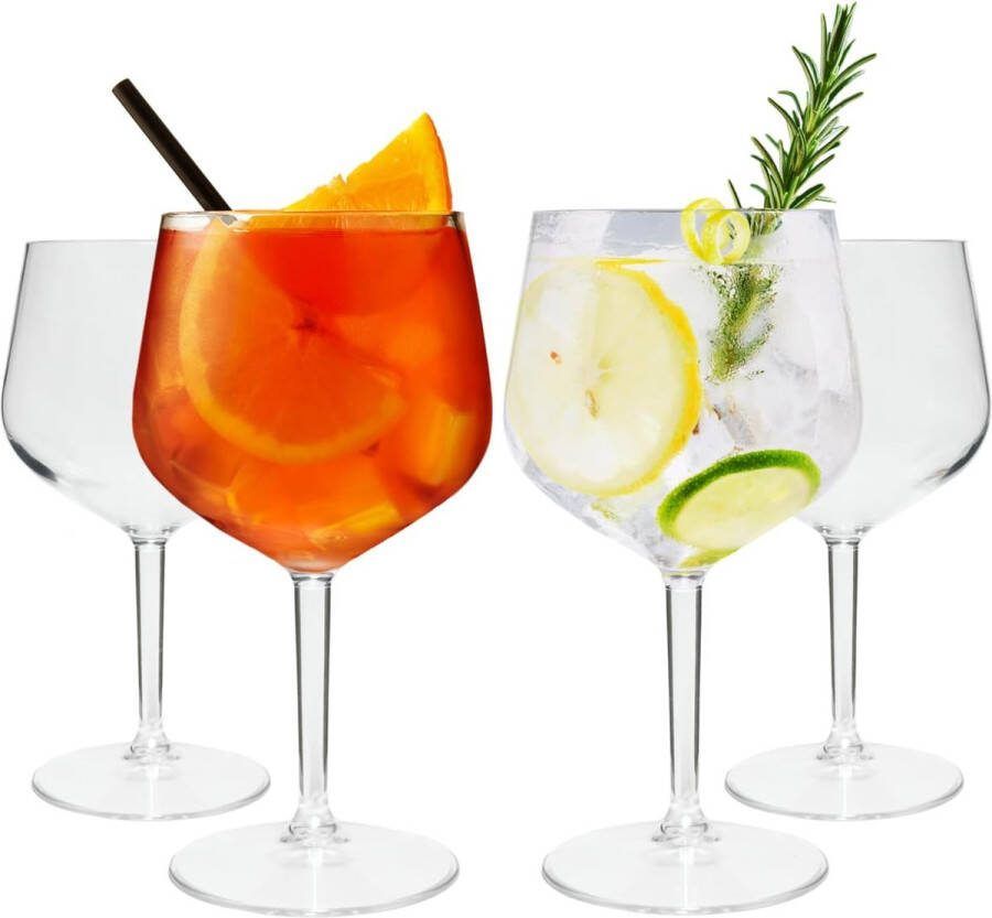 Gin Tonic Glazen Kunststof 4 Stuks 75 cl Ballonglazen Cocktailglazen Vaatwasmachinebestendig Onbreekbaar BPA-vrij voor Cocktails