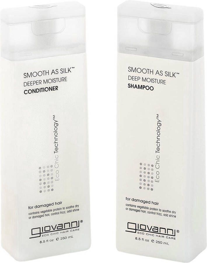 Giovanni Cosmetics Smooth as Silk Travel Set Shampoo & Conditioner voor beschadigd haar 2x 60ml