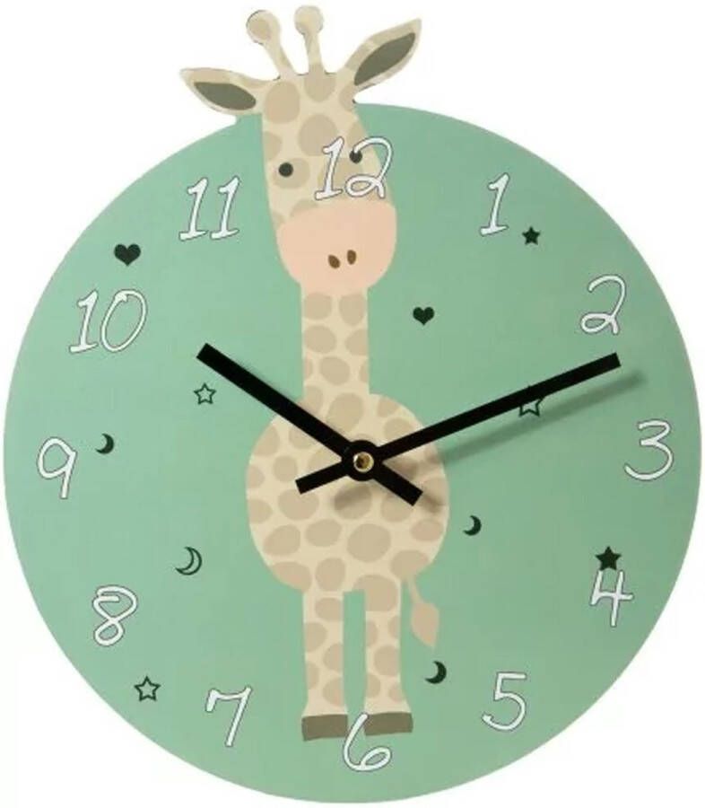 Merkloos Sans marque Giraffe dieren wandklok 26 cm van hout voor kinderen Kinderkamer decoratie accessoires