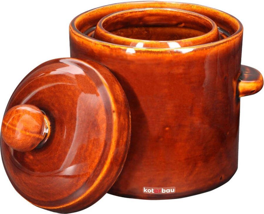 Gistingspot 18 liter bruine steengoed pot met hermetisch deksel komkommerpan zuurkoolpot inmaakpot keramisch vat met watergoot aardewerk Ideaal voor fermentatie