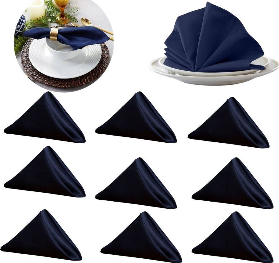 Gladde satijnen servetten 10 stuks Vierkant Marineblauw 40*40cm Servetten Geschikt voor feesten bruiloften bijeenkomsten