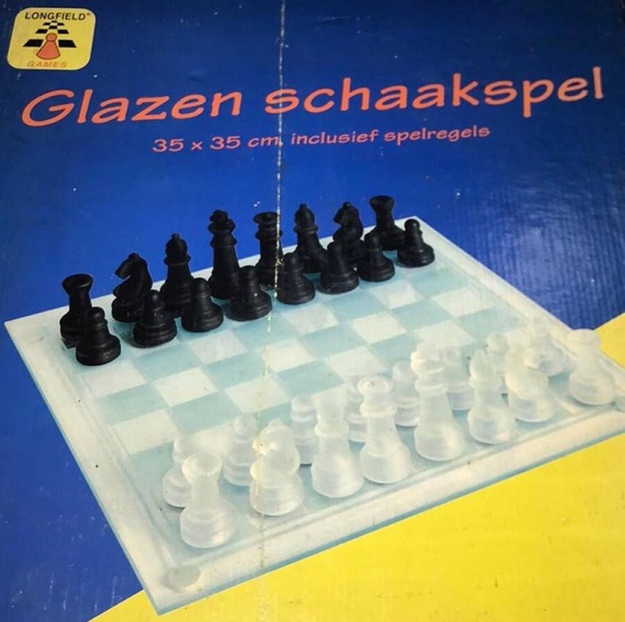 Glas schaakset glazen schaakset Longfield 35 x 35