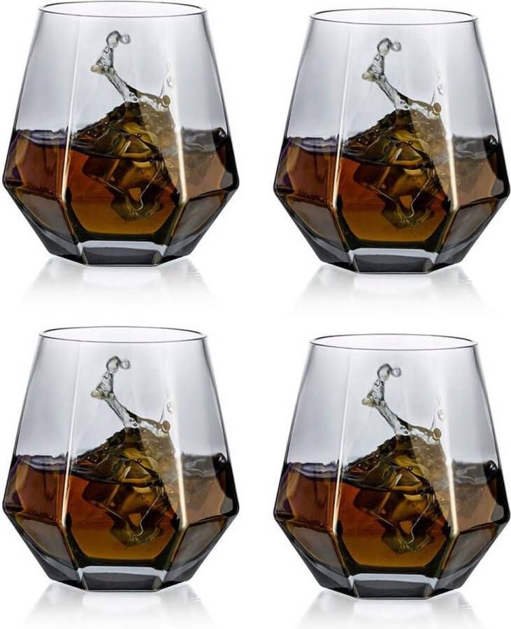 Glasses Set van 4 gekanteld Scotch Glas 300 ml whiskyglas moderne look voor mannen vrouwen papa echtgenoot vrienden glaswerk voor