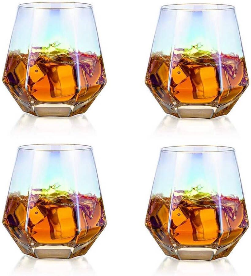 Glasses Set van 4 gekanteld Scotchglas 300 ml whiskyglas moderne look voor mannen vrouwen papa echtgenoot vrienden glaswerk voor