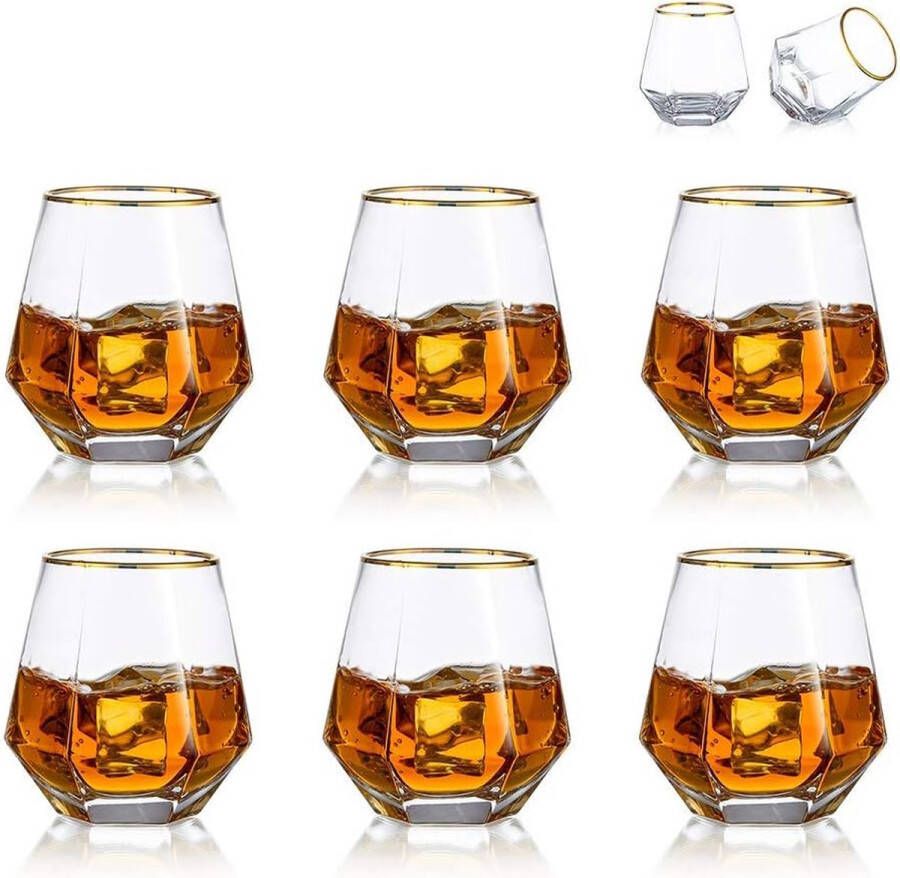 Glasses Set van 6 gekanteld Scotch Glas 300 ml whiskyglas moderne look voor mannen vrouwen papa echtgenoot vrienden glaswerk voor