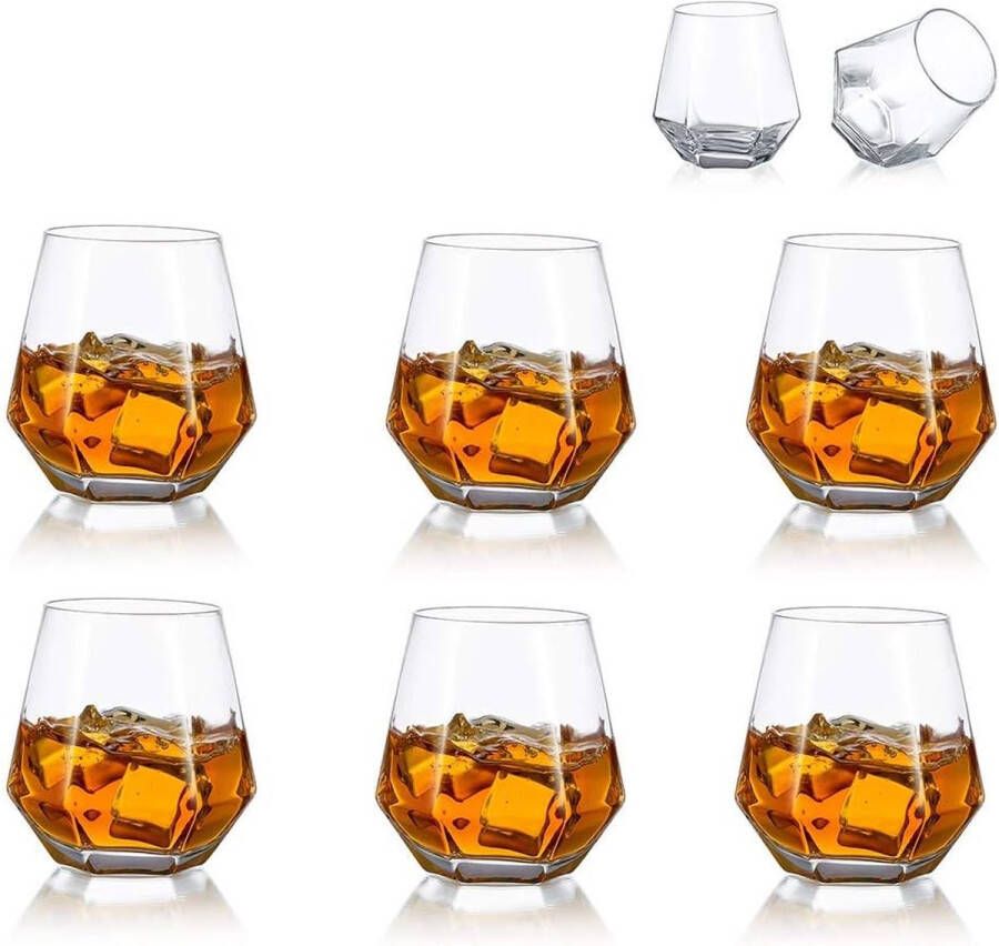 Glasses Set van 6 gekanteld Scotchglas 300 ml whiskyglas moderne look voor mannen vrouwen papa echtgenoot vrienden glaswerk voor bourbon rum bartumbler