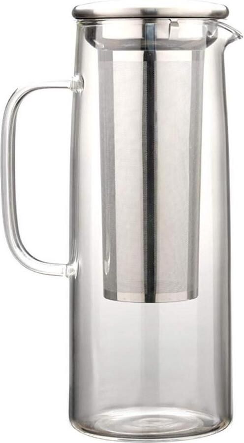 Glaswaterkruik met roestvrij staalfilter en gaasfilter 1.2L koude brouwt koffiepot Coffee Strainer