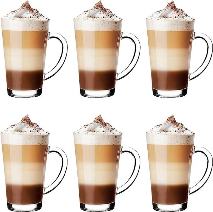 Glazen Cappuccino Set Theeglazen Met Handvat Dessertglazen Waterglazen Koffieglazen Glühweinglazen Ijskoffieglazen Glühweinbekers Grogglazen 6X 300 Ml