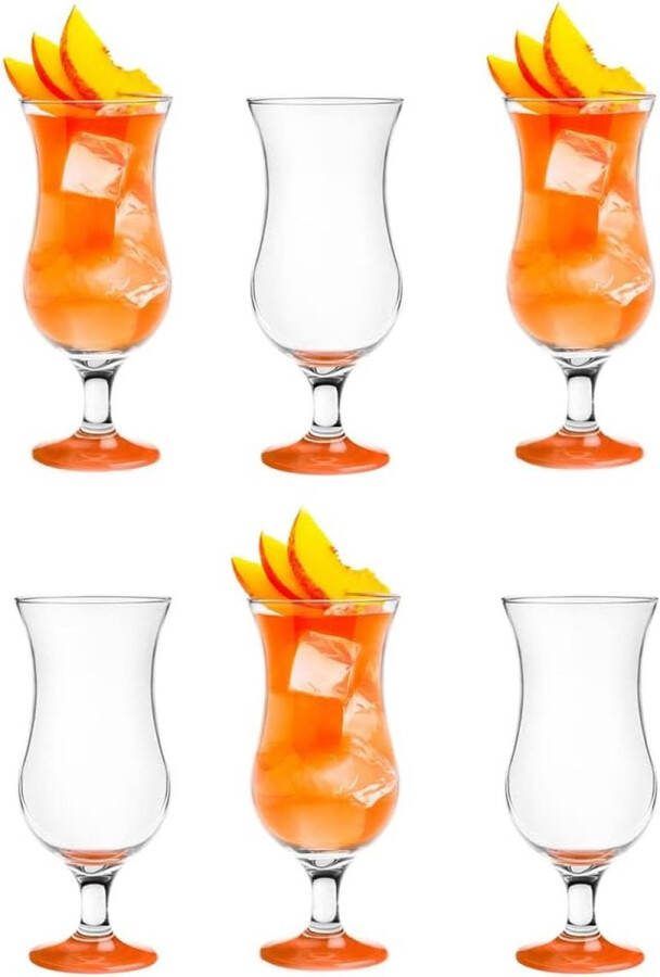 Glazen Cocktailglazen Set Longdrink Cocktail Gin Bier Water Longdrinkglazen Cocktailglazen Drinkglas Waterglas Smoothie Dessert Vaatwasmachinebestendig Oranje 6 x 420 ml