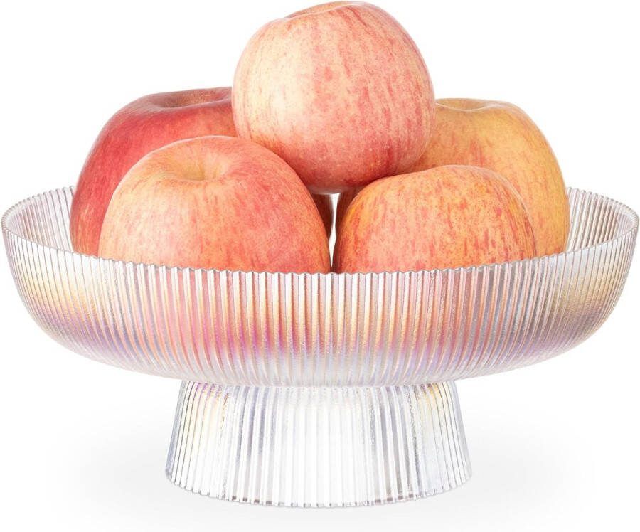 Glazen fruitschaal glazen schaal voor fruitsaladedecoratie slakom decoratieve schaal van massief glas kom Rainbow Clear