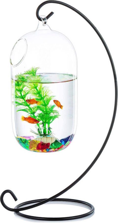 Glazen hangende vis kom tank beta muur tank met standaard vis homes creatieve vaas aquarium voor tuin bureau betta vis moss