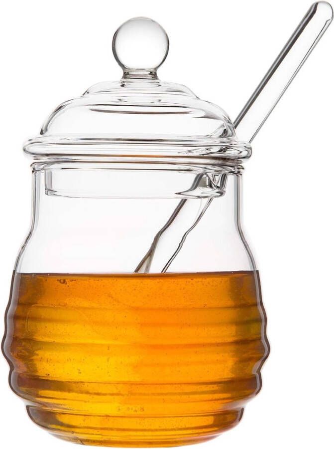 Glazen honingpot met honingcontainer Honinglepel voor het serveren van honing en siroop 9 ounces (265 ml)