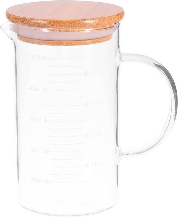 Glazen kan 500 ml met deksel melkbeker hittebestendig warm koud water karaf waterkannen met houten deksel transparant