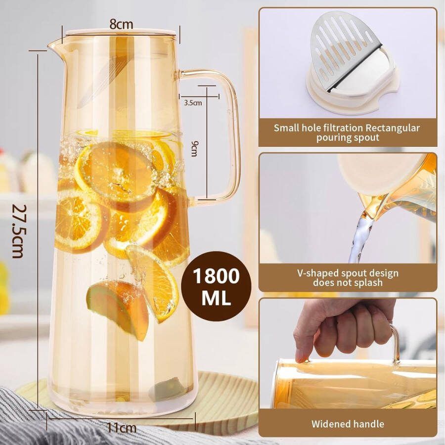 Glazen Kan met Deksel Waterkaraf met Glas Waterkaraf 1 8 voor warm koud water DIY dranken koffie sap thee melk