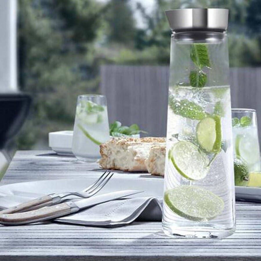 Glazen karaf Borosilicaatglas waterkan met deksel van roestvrij staal 1.5L Geschikt voor water melk sap limonade Koud ijsthee drinken Milk Jug Kit